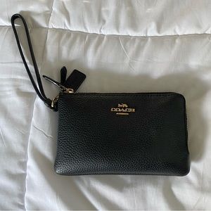 Black Coach Wristlet Double pocket wallet